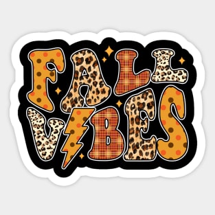 Fall Vibes Groovy Fall Season Retro Leopard Autumn Sticker